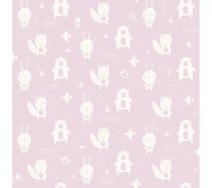 Tapet copii cu animale, pe un fomd roz, My Kingdom L91303