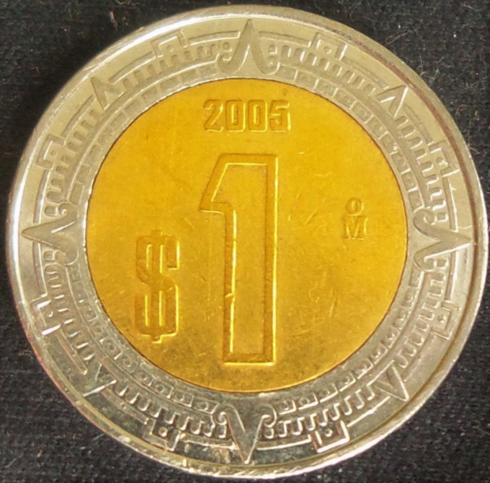 Moneda bimetal 1 NUEVO PESO - MEXIC, anul 2005 *cod 1055