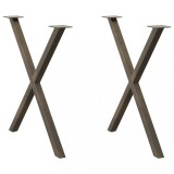 VidaXL Picioare de masă &icirc;n formă de X, 2 buc., oțel natural, 70x(72-73) cm
