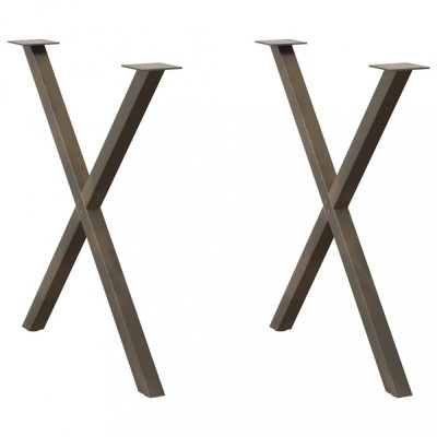 vidaXL Picioare de masă &amp;icirc;n formă de X, 2 buc., oțel natural, 70x(72-73) cm 4012919 foto