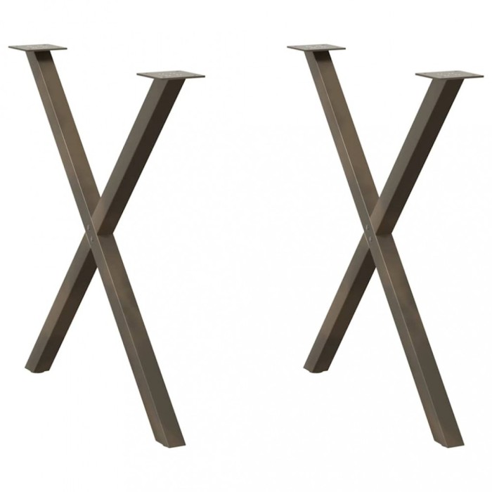 vidaXL Picioare de masă &icirc;n formă de X, 2 buc., oțel natural, 70x(72-73) cm 4012919