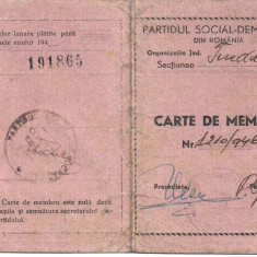 Carnet de membru Partidul Social - Democrat 1946