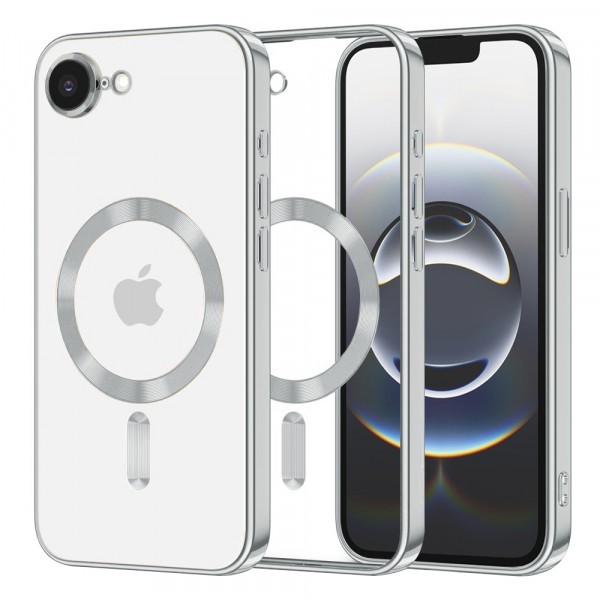 Husa MagSafe pentru Apple iPhone 16e, Techsuit, Luxury Crystal, Argintie