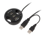 Hub USB negru 3 porturi USB 2.0 480Mbps