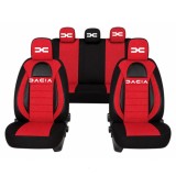 Set Huse Scaune Universale Racing, Visiniu cu Negru Personalizate cu Dacia Nou