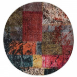 VidaXL Covor lavabil, mozaic multicolor, &phi;120 cm, antiderapant