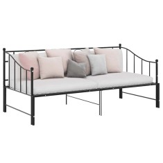 Cadru pat canapea extensibilă, negru, 90x200 cm, metal