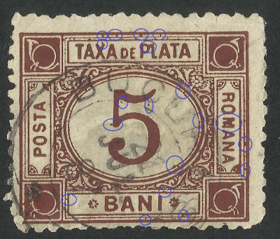 EROARE TAXA DE PLATA 5 BANI BRUN - 1881 - ERORI / VARIETATI MULTIPLE foto