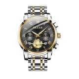 Cumpara ieftin Ceas barbatesc Olevs CS1567, otel inoxidabil, argintiu-auriu, cadran negru