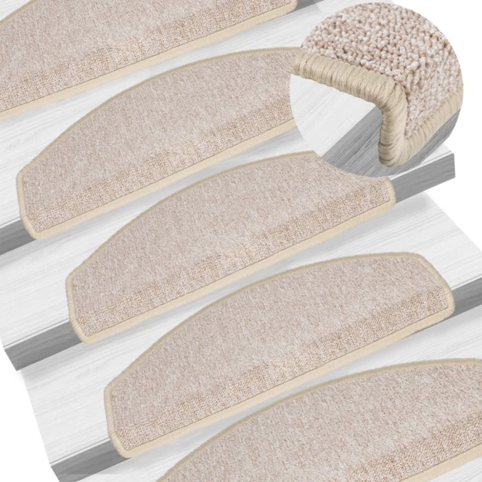 vidaXL Covorașe pentru scări, 15 buc., 65x24x4 cm, semirotunde, maro taupe, mari 133890