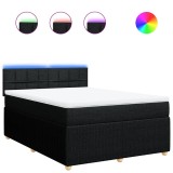 Cumpara ieftin Pat box spring cu saltea, negru, 140x200 cm, textil