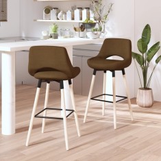 Scaune de bar, 2 buc., maro, material textil foto