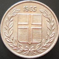 Moneda 10 AURAR - ISLANDA, anul 1965 *cod 671 = EXCELENTA!