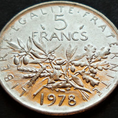 Moneda 5 FRANCI (Francs) - FRANTA, anul 1978 * cod 1726