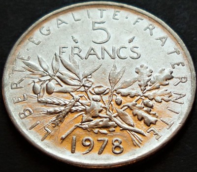 Moneda 5 FRANCI (Francs) - FRANTA, anul 1978 * cod 1726 foto