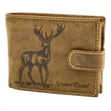 Portofel Barbati Piele Maro Vintage Personalizat Cerb Vanatoresc RFID 12x10 cm Micutz&reg; Lant detasabil, protectie antifurt