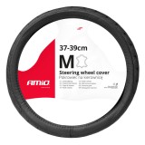 Husa volan auto din piele naturala matlasata marimea M 37-39 cm, forma ergonomica, montaj usor, SWC-51-M, AMiO 03561, pentru volane cu airbag