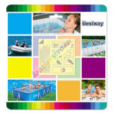 Set Bestway 62091, pentru repararea piscinelor și a gonflabilelor, 10 buc, 65x65 mm