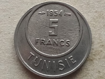 TUNISIA-5 FRANCS 1954 foto