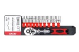 Set chei tubulare cu clichet AMiO 11 piese, 1/4 inch, 4-13 mm