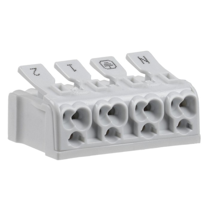 Clema rapida cu arc KSP4-2L+N+PE, plastic + cupru stanat, set 10 bucati