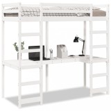 VidaXL Cadru pat supraetajat fără saltea alb 80x200 cm lemn masiv pin