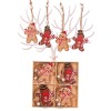 Set 12 decoratiuni de craciun din lemn, flippy, cu snur pentru agatare in brad, model prajituri omuleti, dimensiuni diferite, 2 modele, multicolor