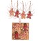 Set 12 decoratiuni de craciun din lemn, flippy, cu snur pentru agatare in brad, model prajituri omuleti, dimensiuni diferite, 2 modele, multicolor