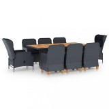 Cumpara ieftin Gossi set mobilier exterior cu perne, 9 piese, gri inchis, poliratan