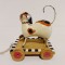 Caine / catel obiect decor din metal, pe suport cu roti