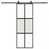 Cumpara ieftin Usa glisanta cu set feronerie neagra 76x205cm sticla securizata