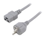 Cablu de alimentare 3x1,5mm2 CEE 7/7 (E/F) mufă,IEC C19 mamă PVC 5m gri