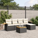 Set mobilier de gradina cu perne, 6 piese, negru, poliratan GartenMobel Dekor, vidaXL