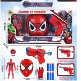 Set Spider-Man Hero Warrior cu masca figurina pistol cu proiectile moi si manusa lumini