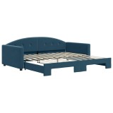 Cumpara ieftin Pat de zi cu extensie, albastru, 100x200 cm, catifea