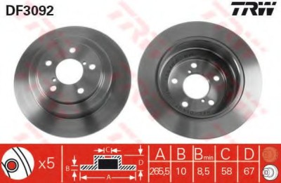 Disc frana SUBARU FORESTER (SG) (2002 - 2016) TRW DF3092 foto