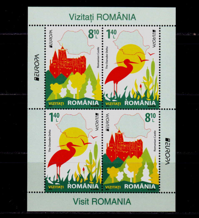 RO 2012 ,LP 1938a &quot;Europa-Vizitati Romania&quot; , bloc colita nr. 529 tip II ,MNH