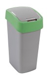 Cos de gunoi Curver Flip Bin 45L, gri-argintiu cu verde