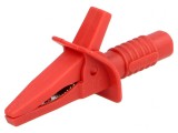 Bornă crocodil roșie 10A 25mm soclu 4mm