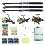 Set 3 lansete Ultra Carp 2.7m, 3 mulinete, pufuleti, 3 gute, ace, 3 forfati, bambine si juvelnic