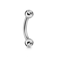Piercing Ureche Barbel Curbat - 1.2x8x3/3 - argintiu piatră albă
