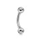 Piercing Ureche Barbel Curbat - 1.2x8x3/3 - argintiu piatră albă