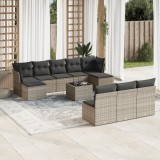 vidaXL Set canapele de grădină cu perne, 11 piese, gri, poliratan