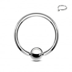 Piercing din oțel - cerc și bilă de culoare argintie, lățime 1,6 mm - Dimensiune: 1,6 mm x 14 mm x 5 mm