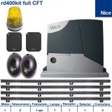 Automatizare Poarta Culisanta Nice Road400Kit FULL CFT - 400kg, 2 Telecomenzi, Fotocelule, Lampa Semnalizare, Cremaliera 4m