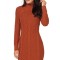 F684-19 Rochie tip pulover cu guler inalt, model tricotat