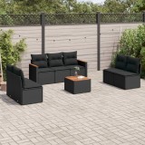 VidaXL Set mobilier de grădină cu perne, 8 piese, negru, poliratan