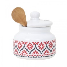 Set pentru miere cu cana si lingurita 300ml H 12cm Romania Zilan EXT10783 foto