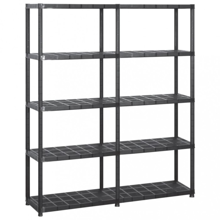 Gossi raft de depozitare cu 5 polite, negru, 142x38x170 cm, plastic