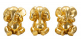 Cumpara ieftin Set 3 decoratiuni Elephant, Mauro Ferretti, 15.5x20.5 cm, polirasina, auriu